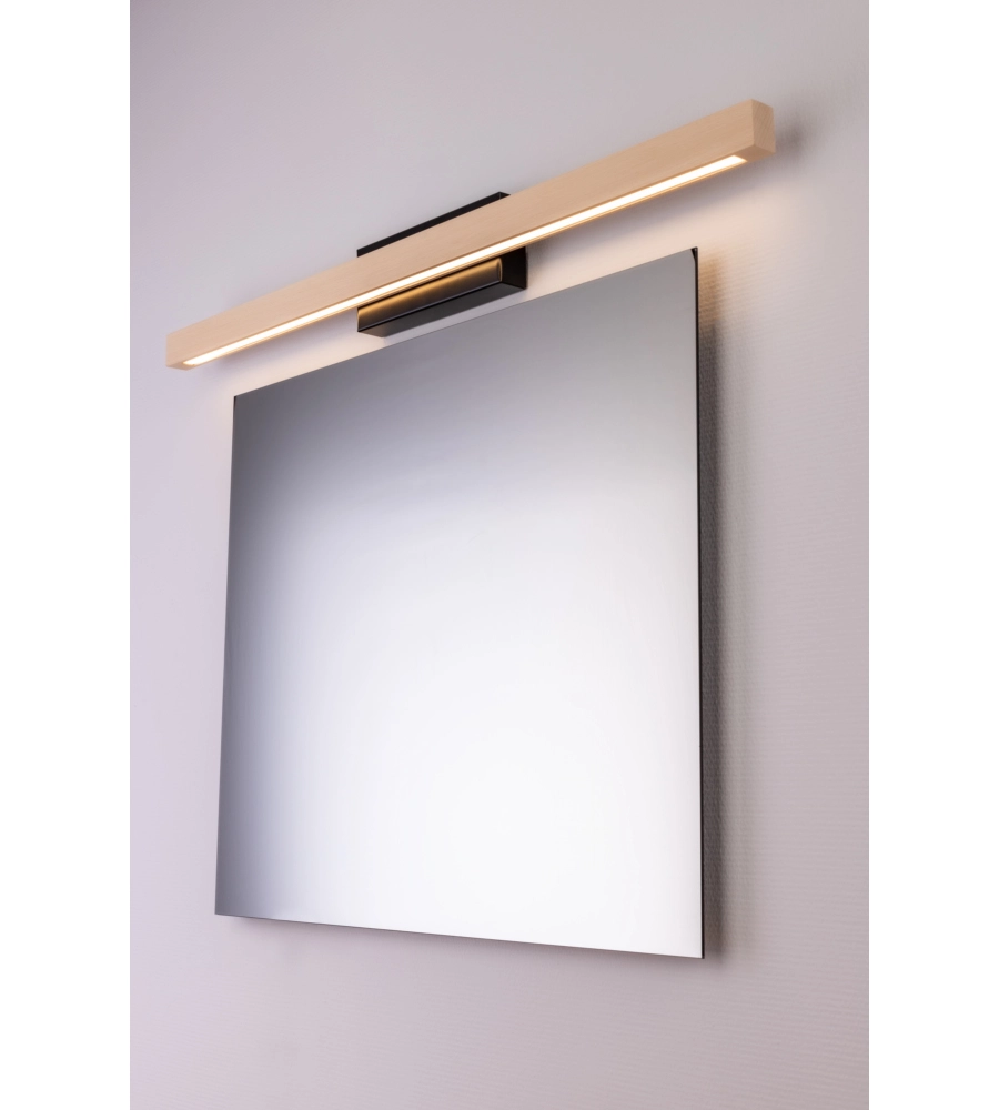 Applique onli "dora" metallo e legno led, 80x5,6x8 cm